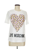 Love Moschino White Leopard Heart T-Shirt | Size 8