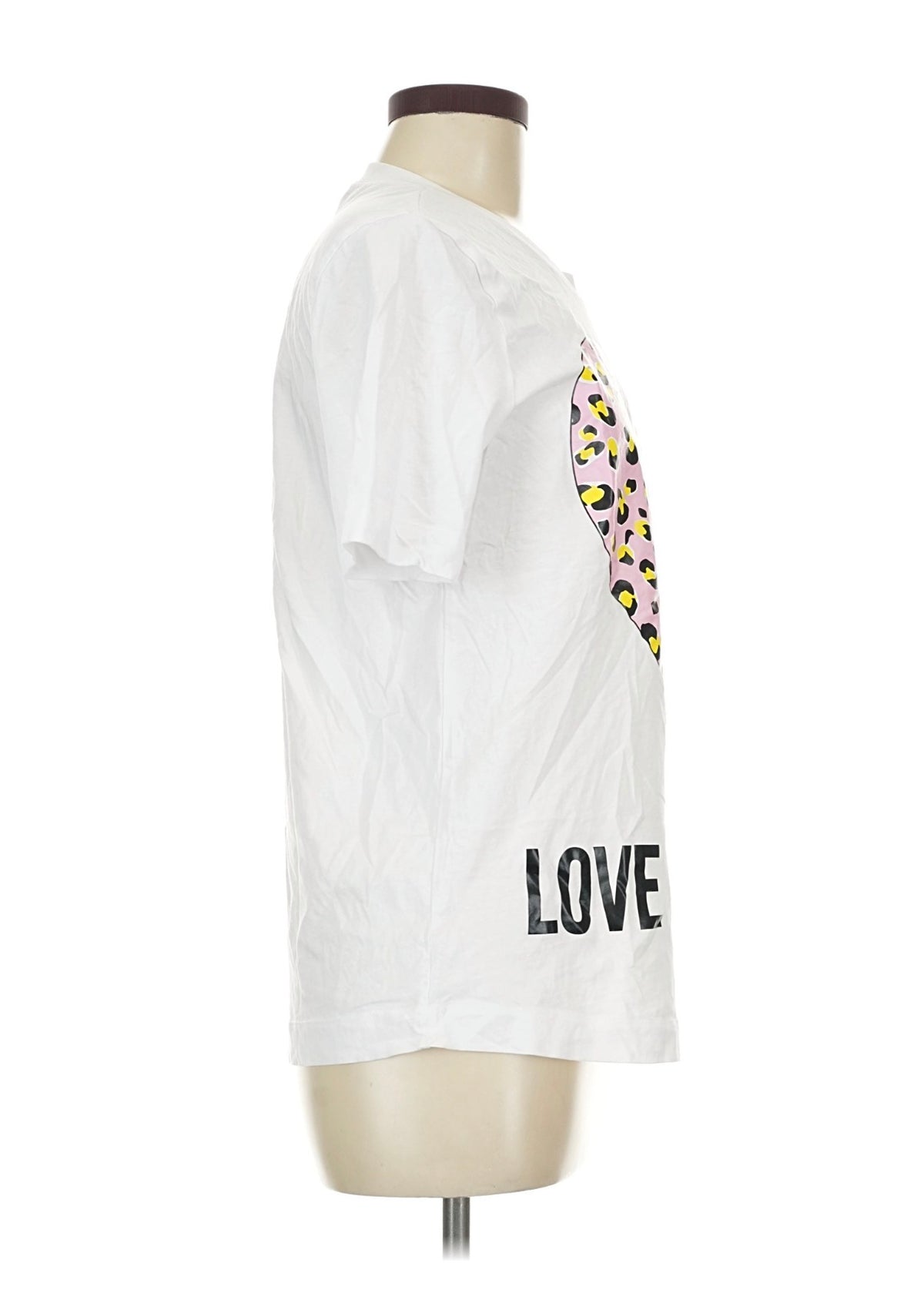 Love Moschino White Leopard Heart T-Shirt | Size 8