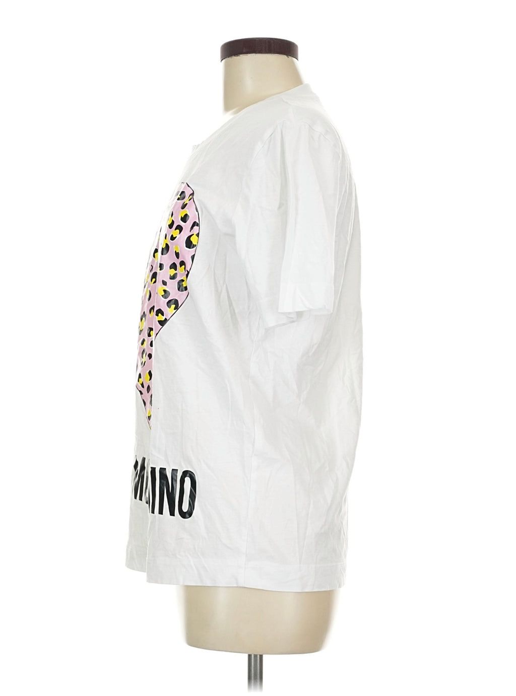 Love Moschino White Leopard Heart T-Shirt | Size 8