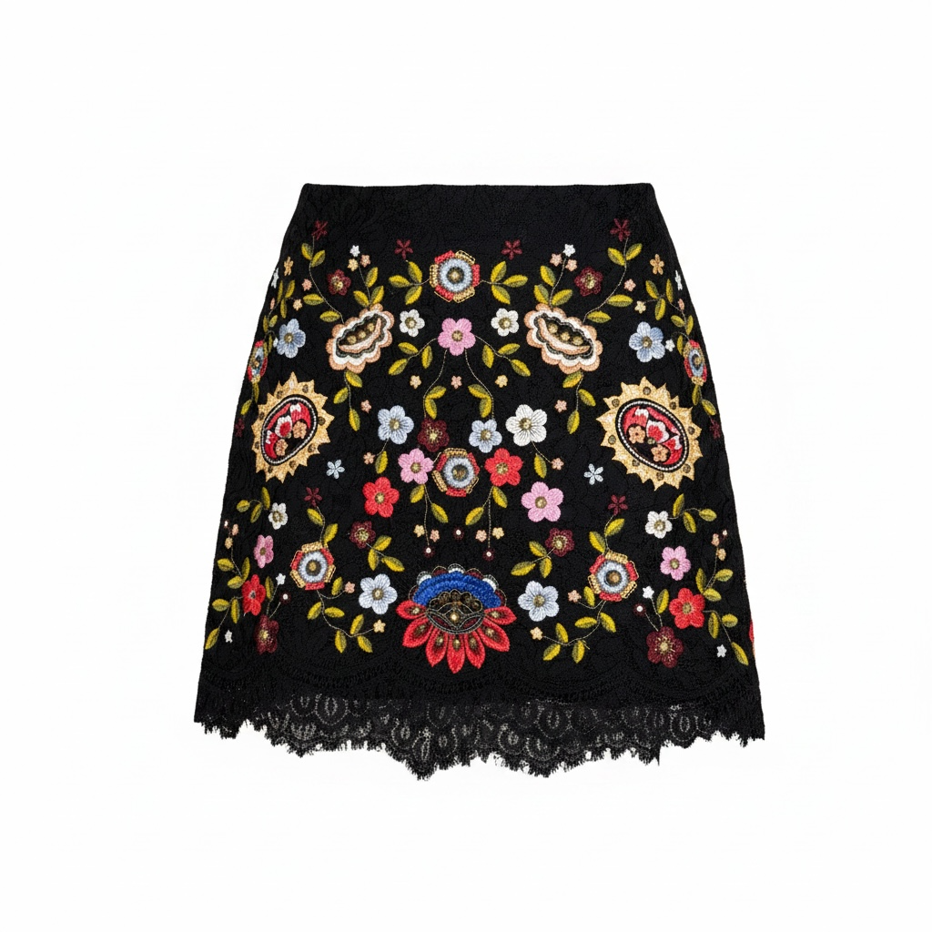 French Connection Embroidered Lace Mini Skirt