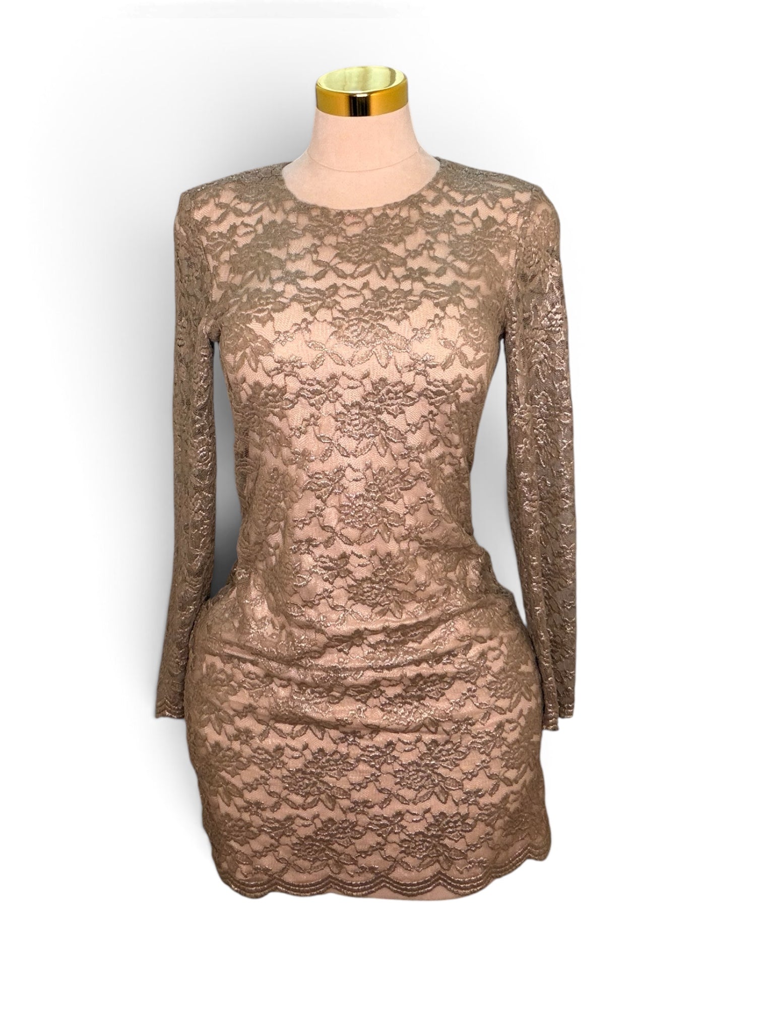 Ralph Lauren Lace Long-Sleeve Mini Dress