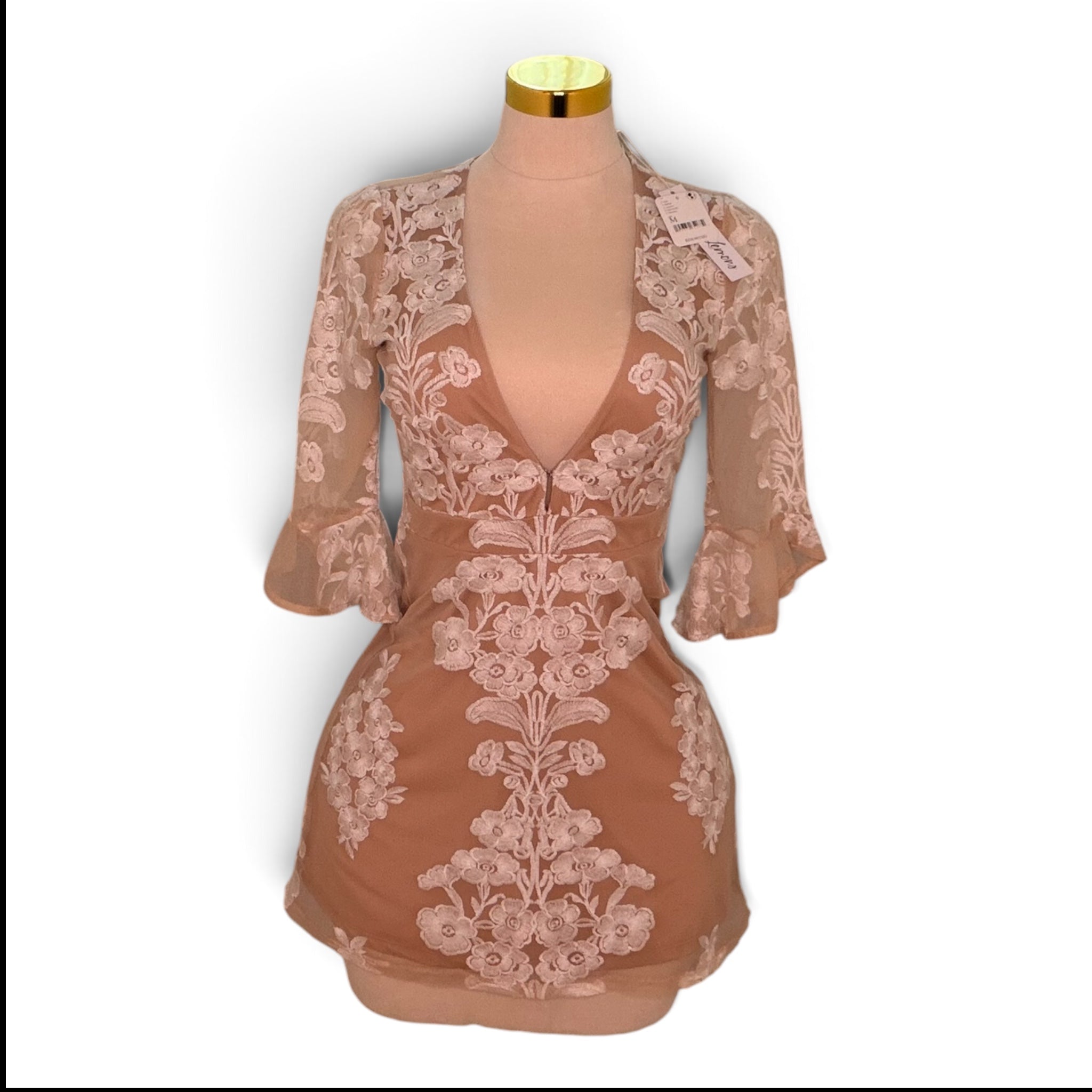 For the Love of Lemons Floral Lace Mini Dress