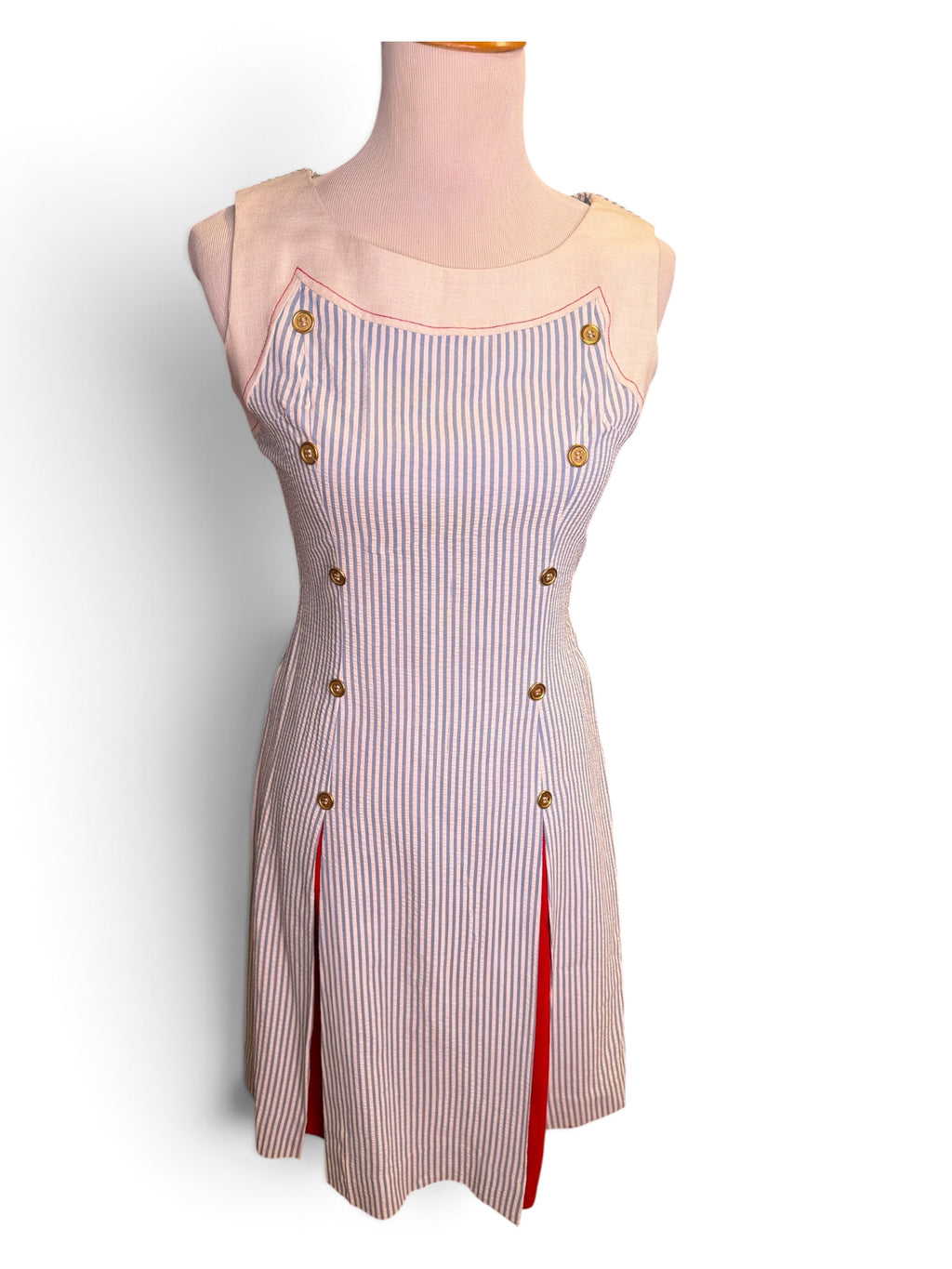 À La Mode Vintage Striped Button-Front Mini Dress