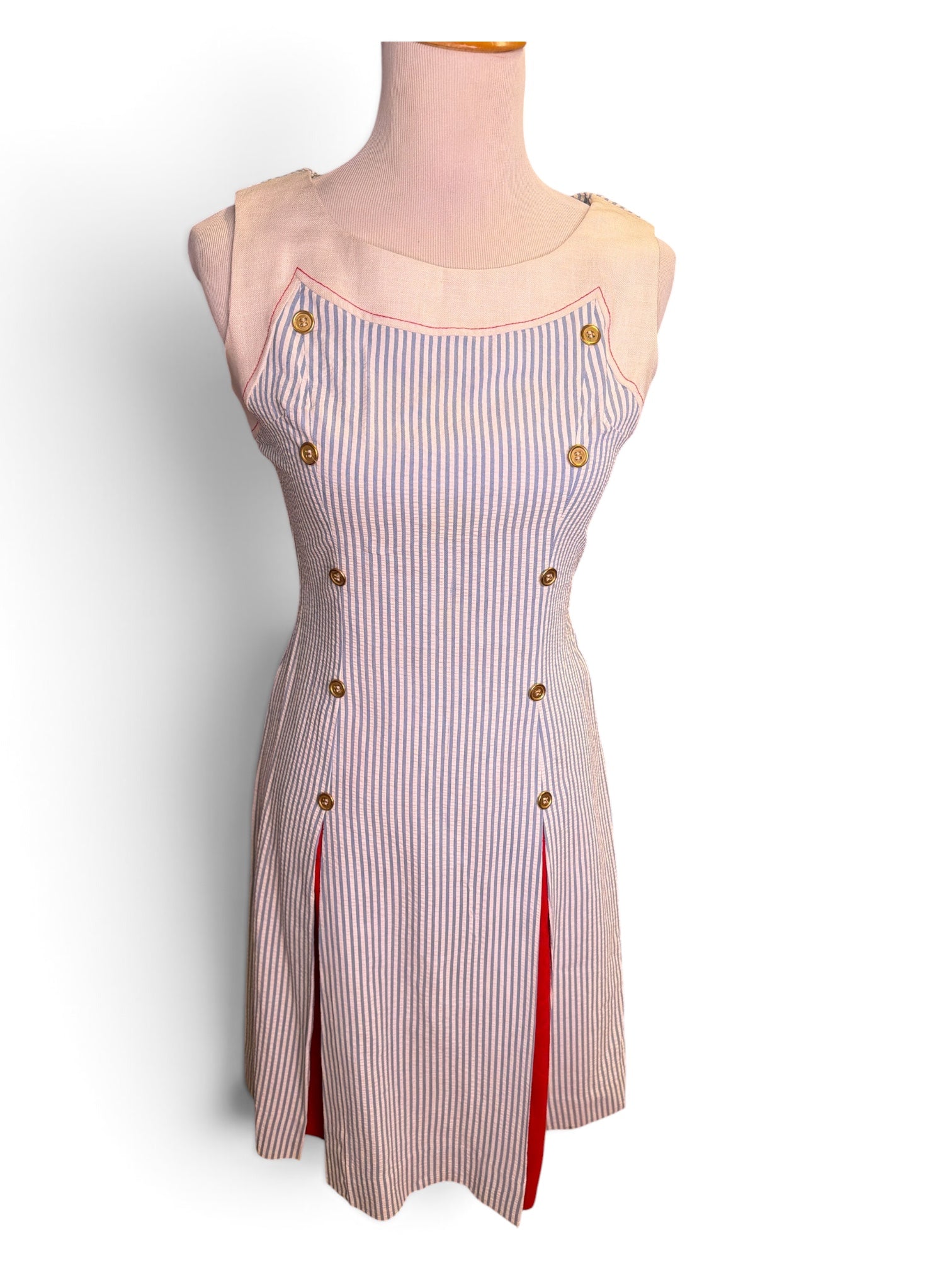 À La Mode Vintage Striped Button-Front Mini Dress