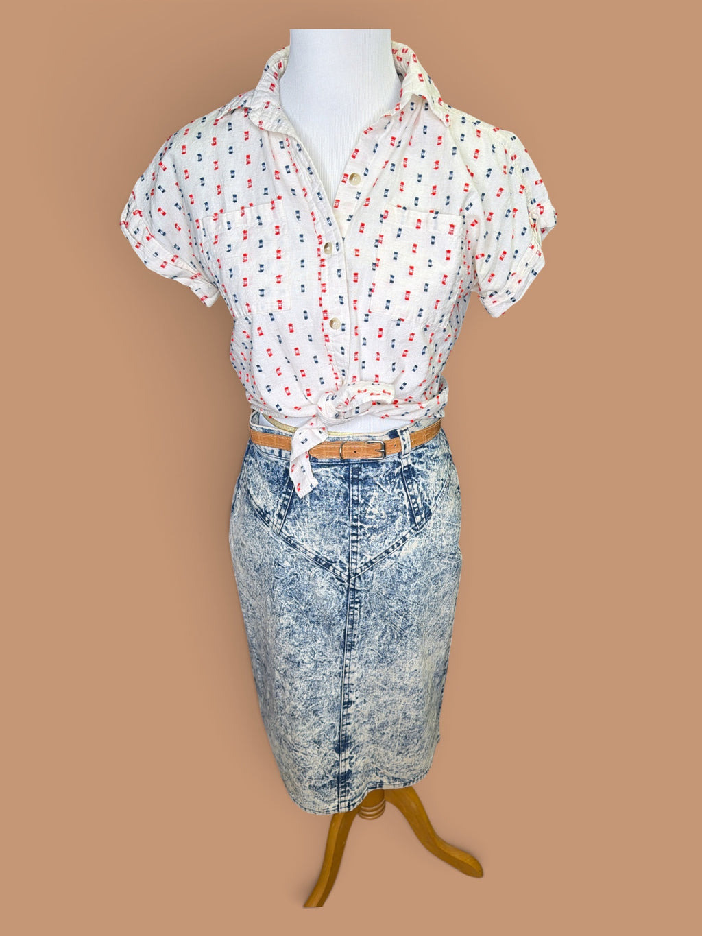 Vintage Cherokee Acid Wash Denim Skirt