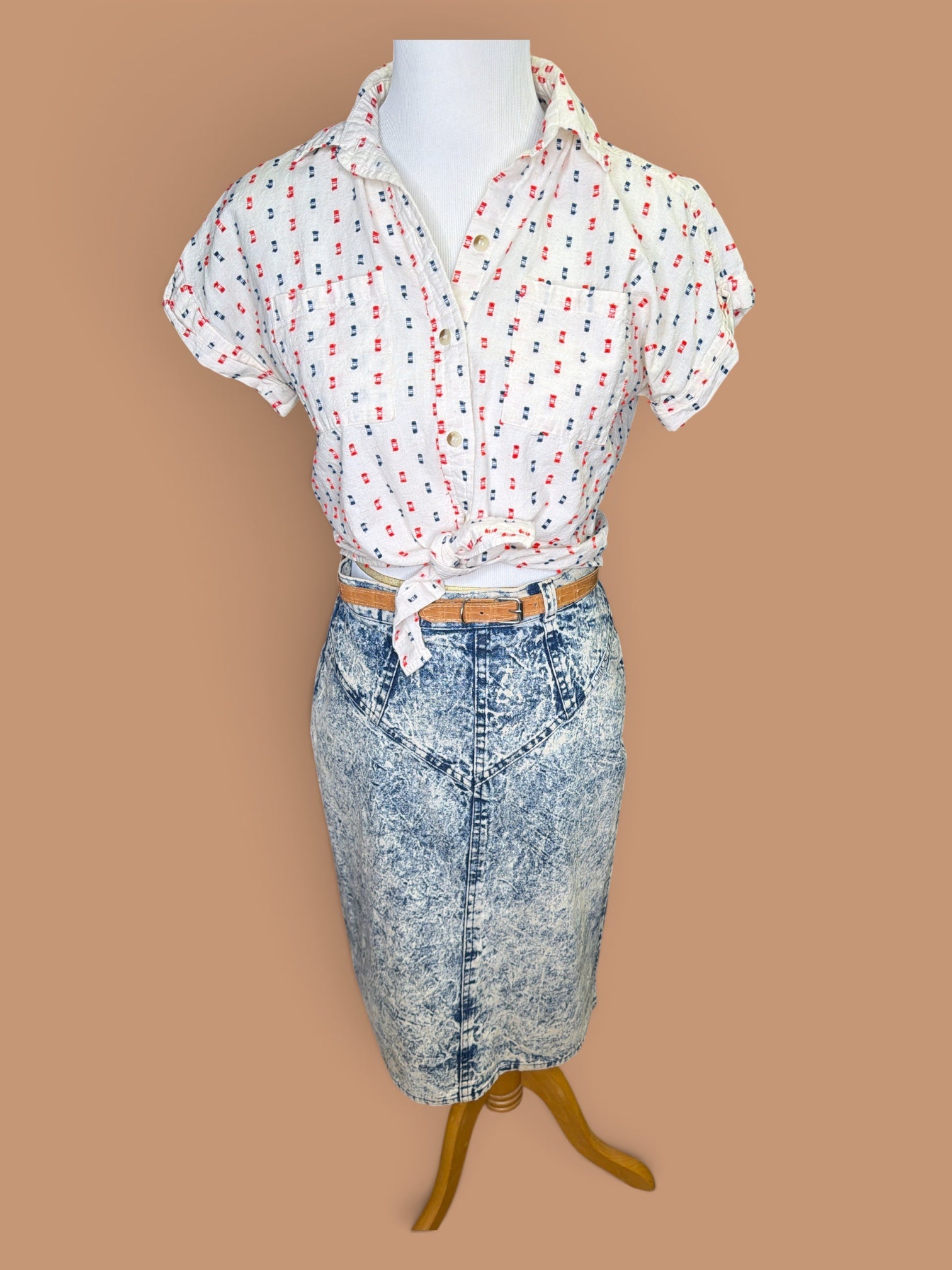 Vintage Cherokee Acid Wash Denim Skirt