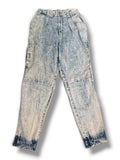 Vintage Palmettos Acid Wash Bleached Cuff Jeans