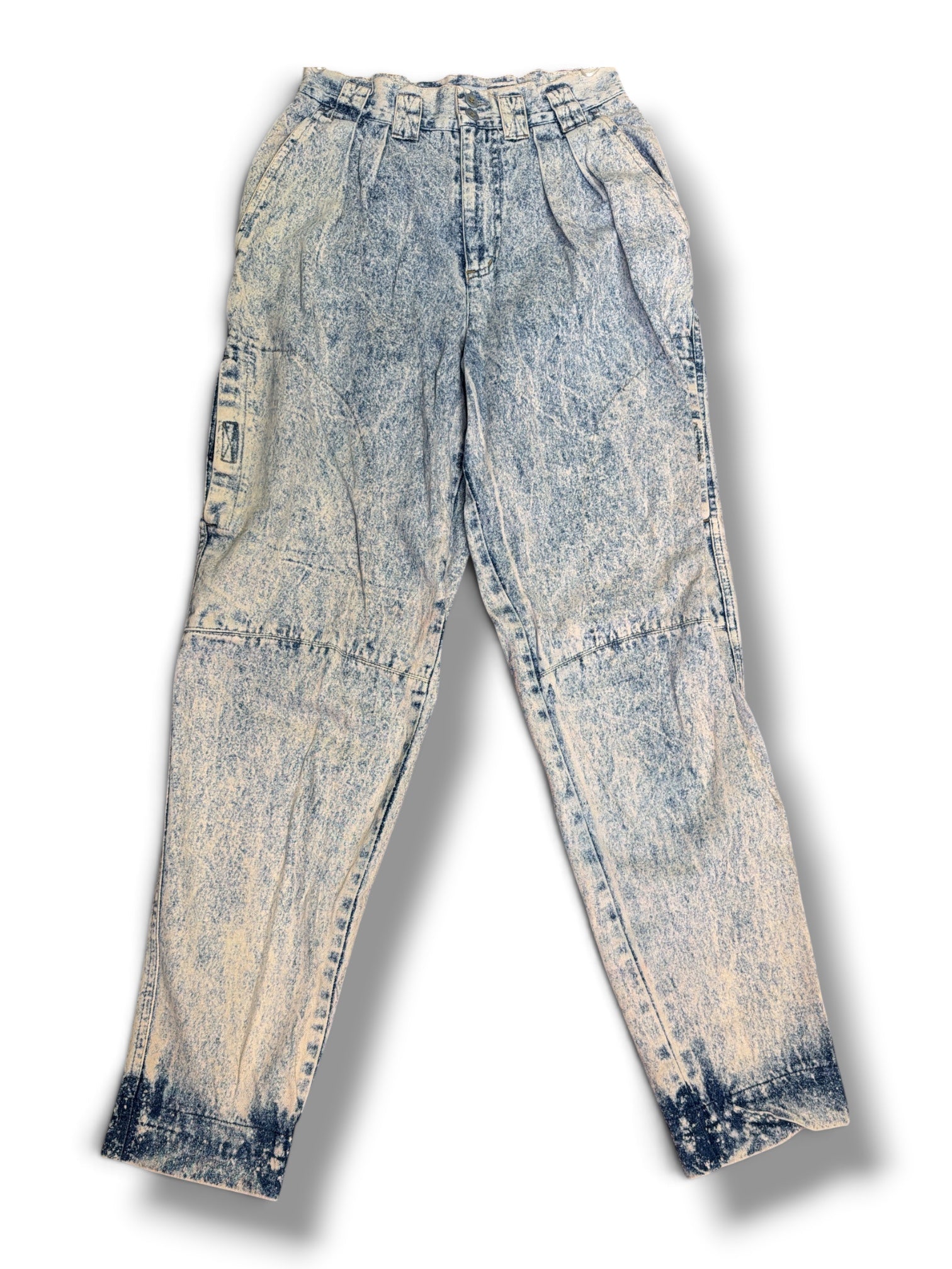 Vintage Palmettos Acid Wash Bleached Cuff Jeans