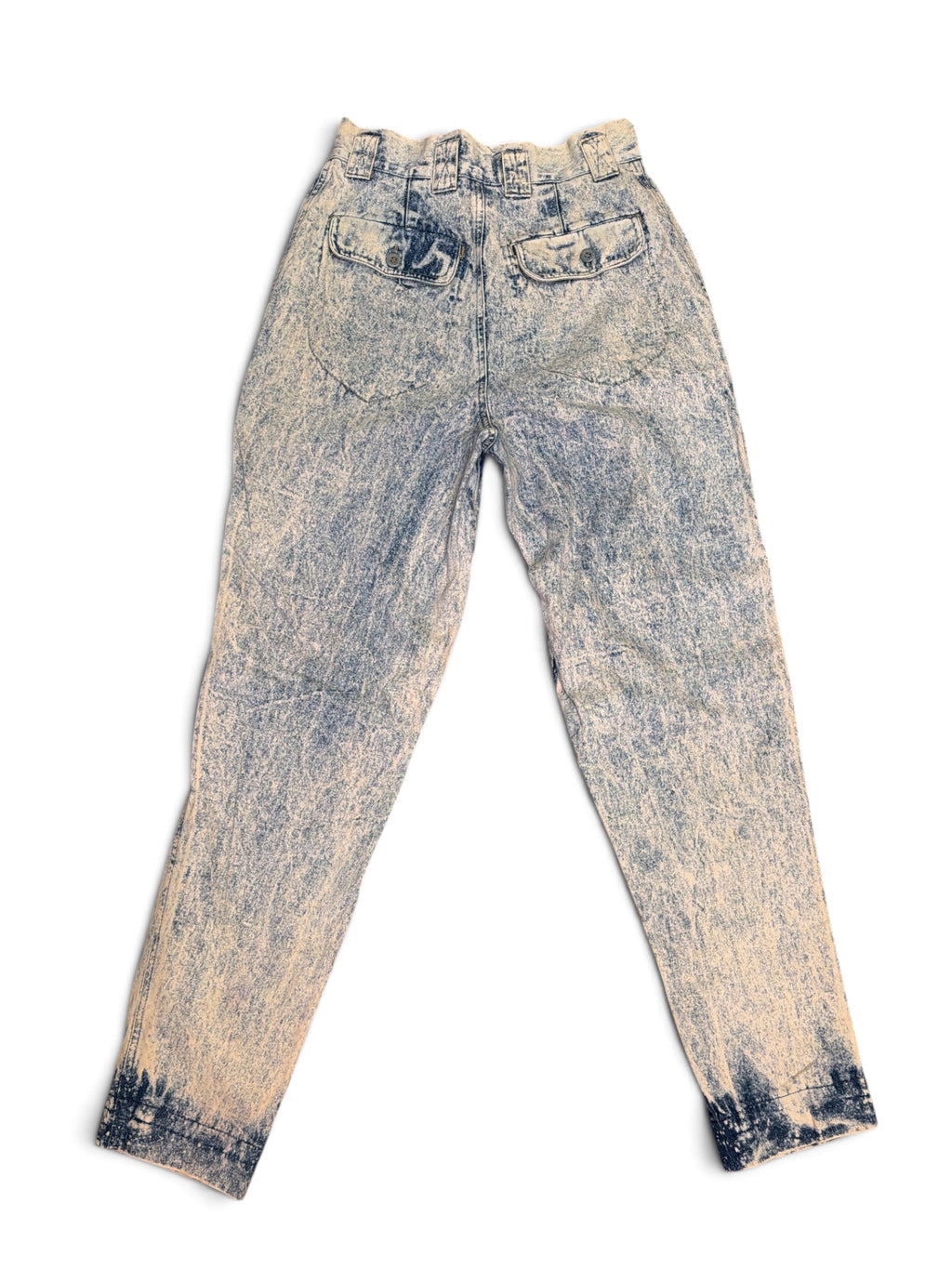 Vintage Palmettos Acid Wash Bleached Cuff Jeans