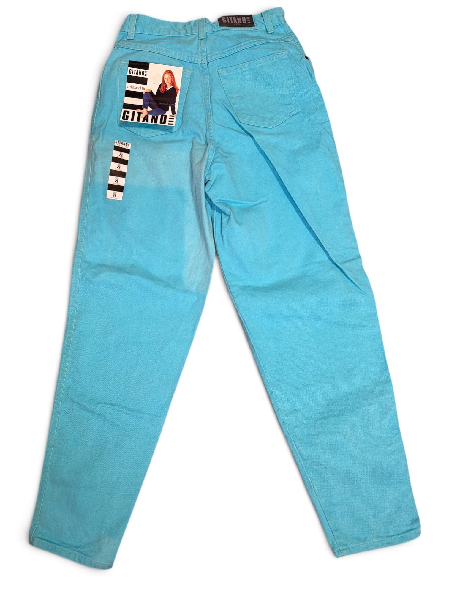 Vintage Gitano Turquoise High-Waisted Jeans with Original Tags