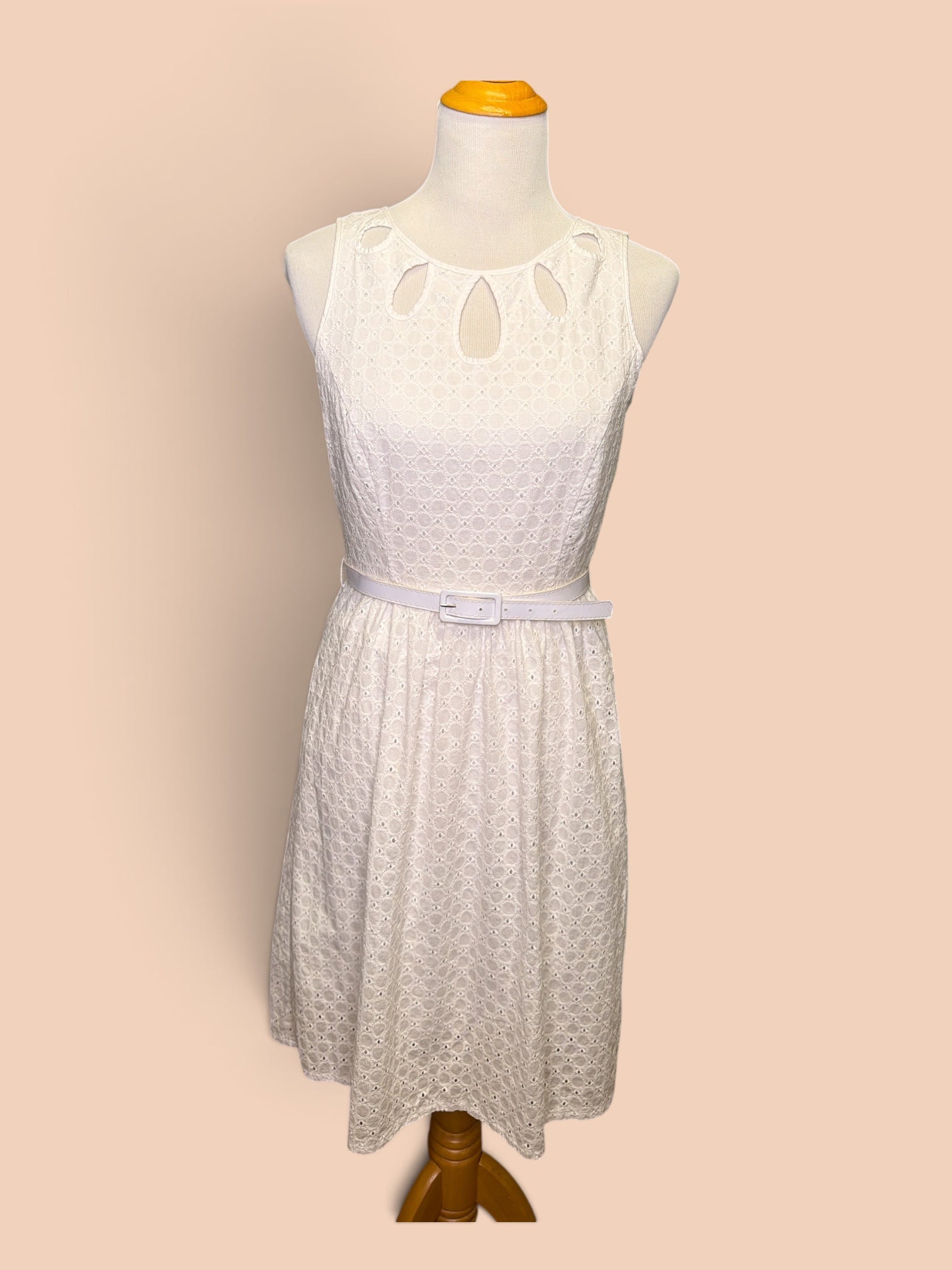 Signature Sangria White Eyelet Midi Dress