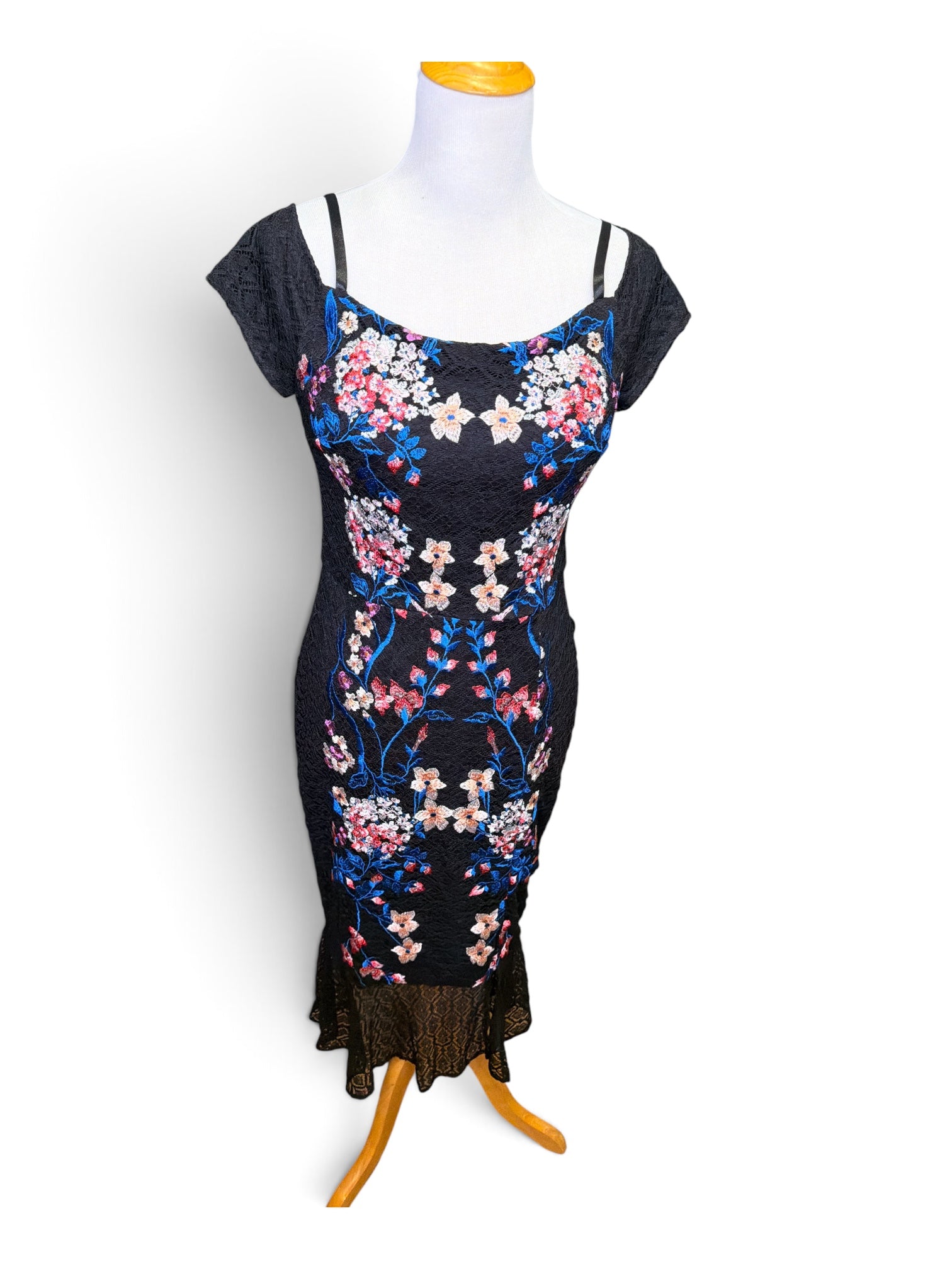 Guess Embroidered Floral Midi Dress