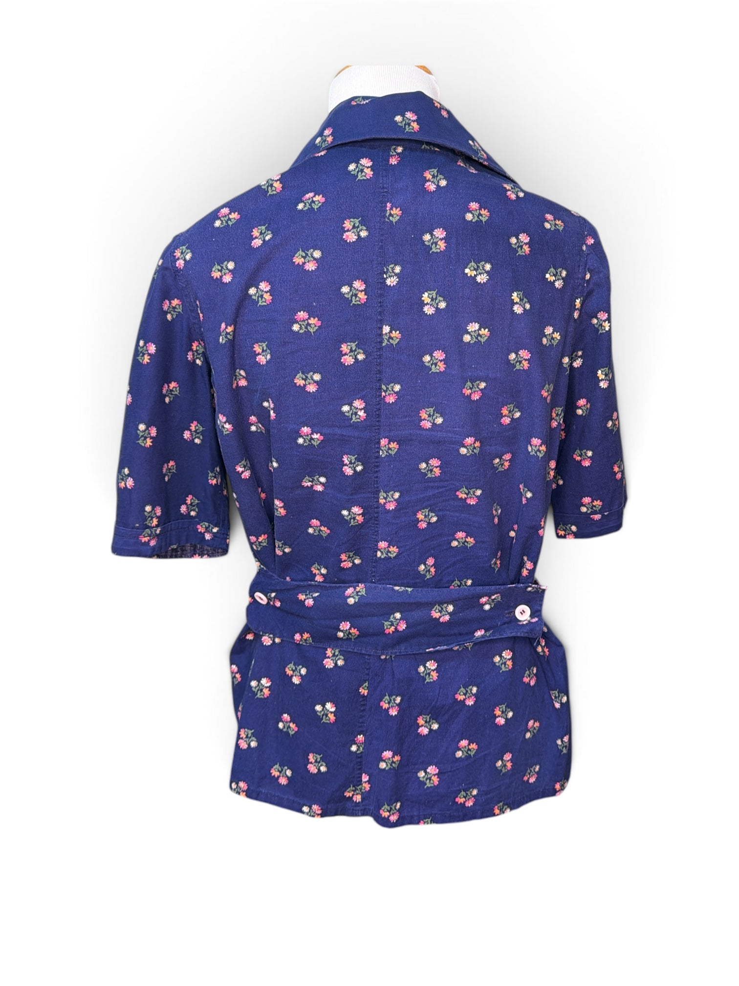 Vintage Navy Tie-Front Top