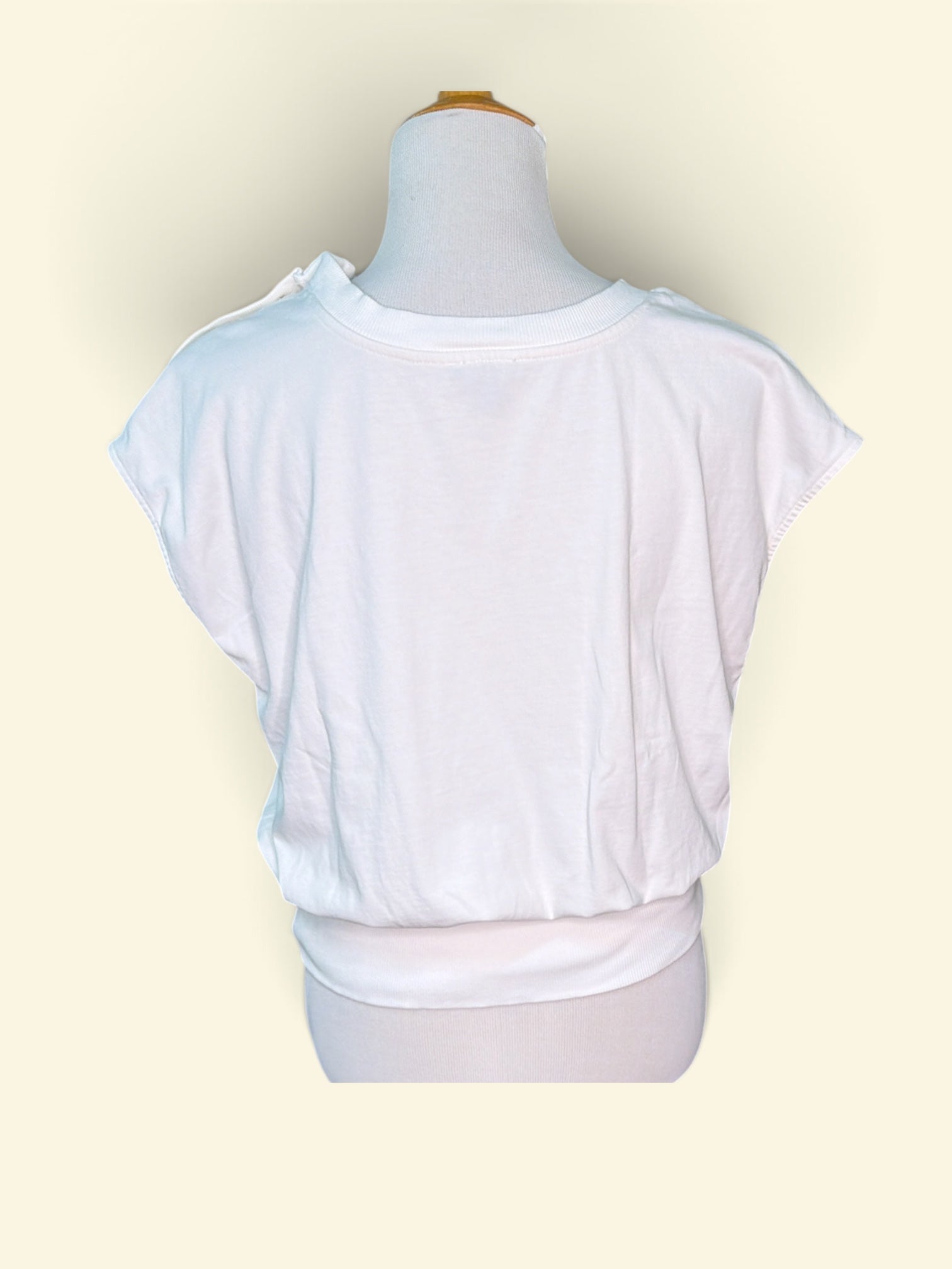 Ann Taylor White Button Shoulder Knit Top
