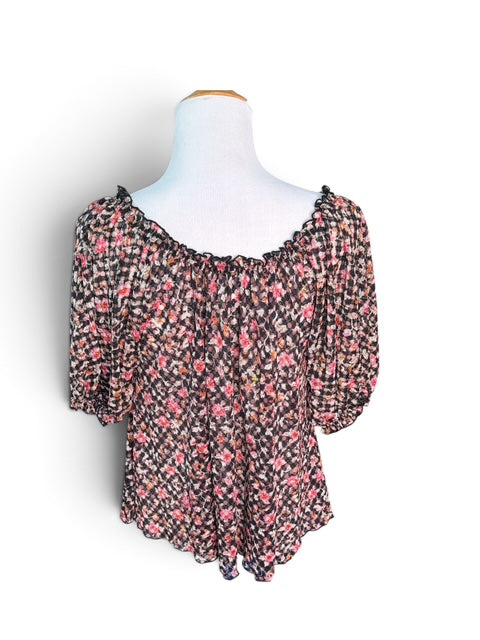Free People Floral Puff Sleeve Top