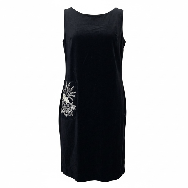 Radcliffe 1960s Vintage Black Velvet Sleeveless Shift Dress
