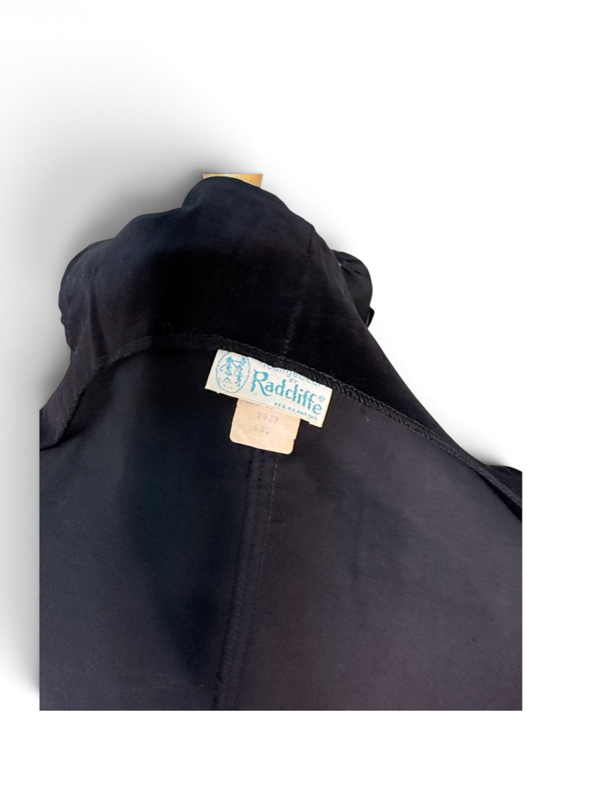 Radcliffe 1960s Vintage Black Velvet Sleeveless Shift Dress