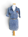 Vintage Cherokee Denim Shirt Dress with Gold Belt - Size 14