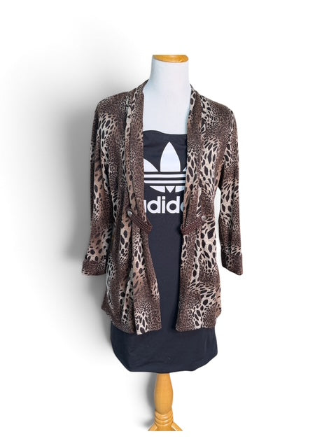Kim Rogers Animal Print Open Front Cardigan