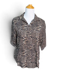 FASHQUE Vintage Animal Print Button Up Blouse - Size M