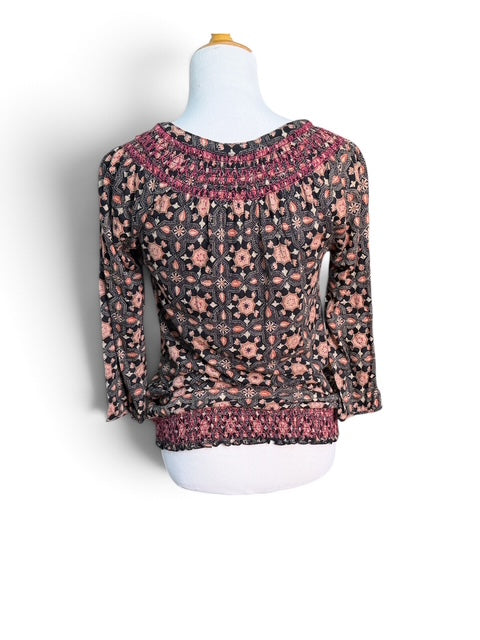 Lucky Brand Floral Print Peasant Top - Size Small