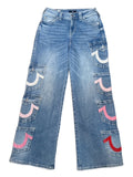 True Religion Wide-Leg Graphic Jeans | Size 28