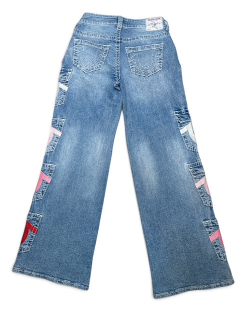 True Religion Wide-Leg Graphic Jeans | Size 28