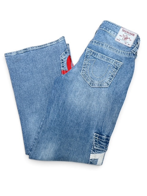 True Religion Wide-Leg Graphic Jeans | Size 28