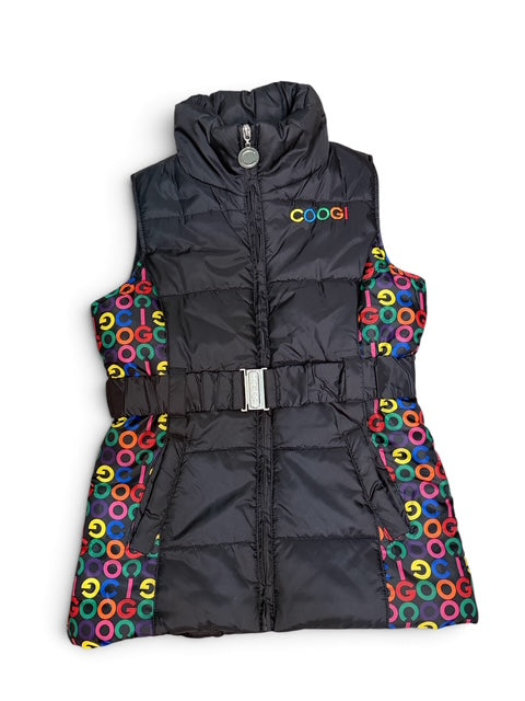 Vintage Coogi Black Patterned Puffer Vest | Medium