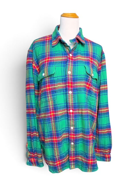 Ralph Lauren Thick Green Plaid Flannel Shirt | XL