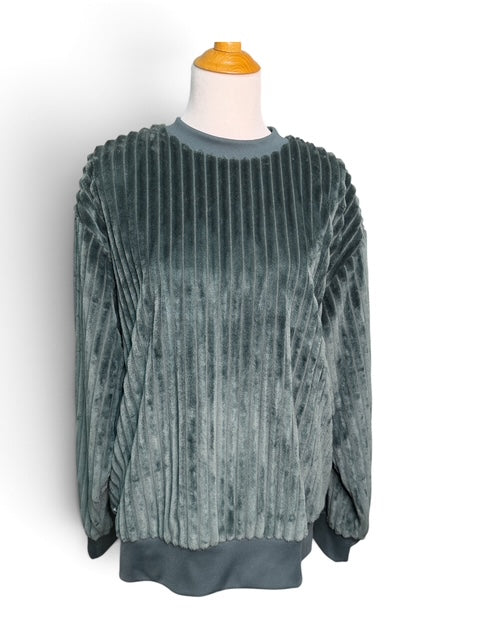 Adidas Green Velour Crewneck Sweatshirt | Large