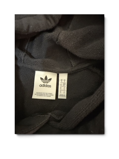 Adidas Black Cropped Trefoil Hoodie | Small