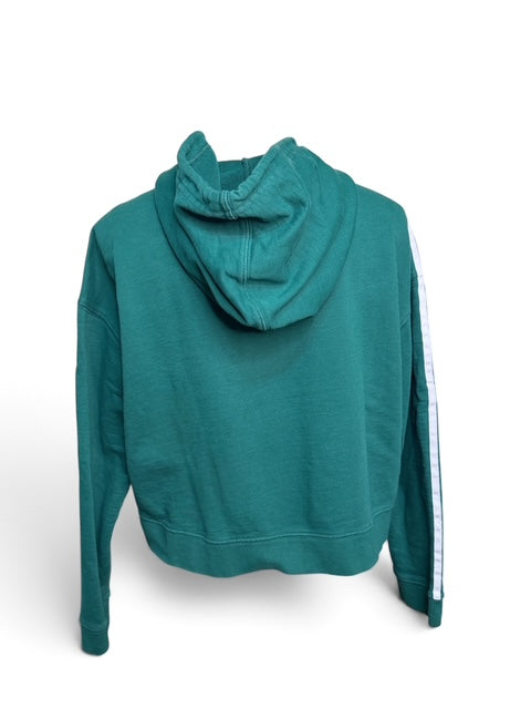 Adidas Green Cropped Three-Stripe Hoodie | S/M