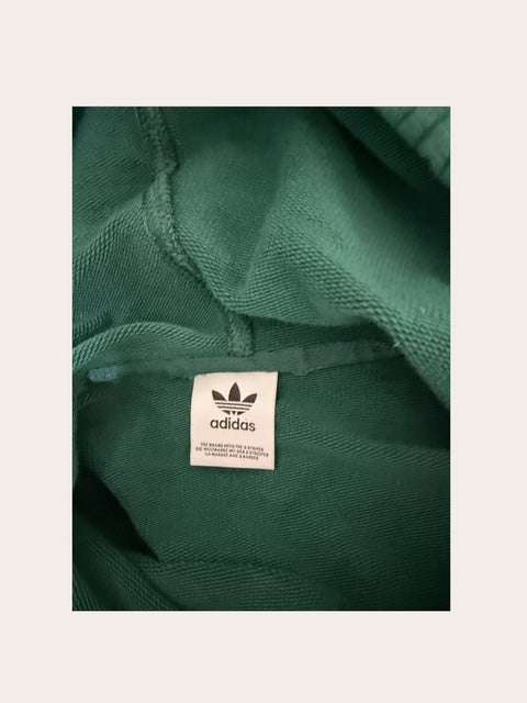Adidas Green Cropped Three-Stripe Hoodie | S/M