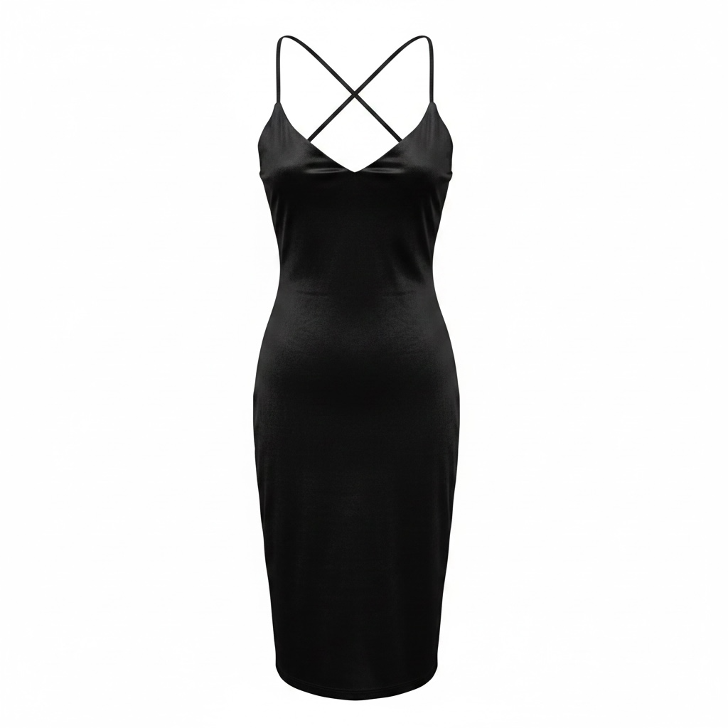 Lulu's Black Satin Strappy Back Midi Dress